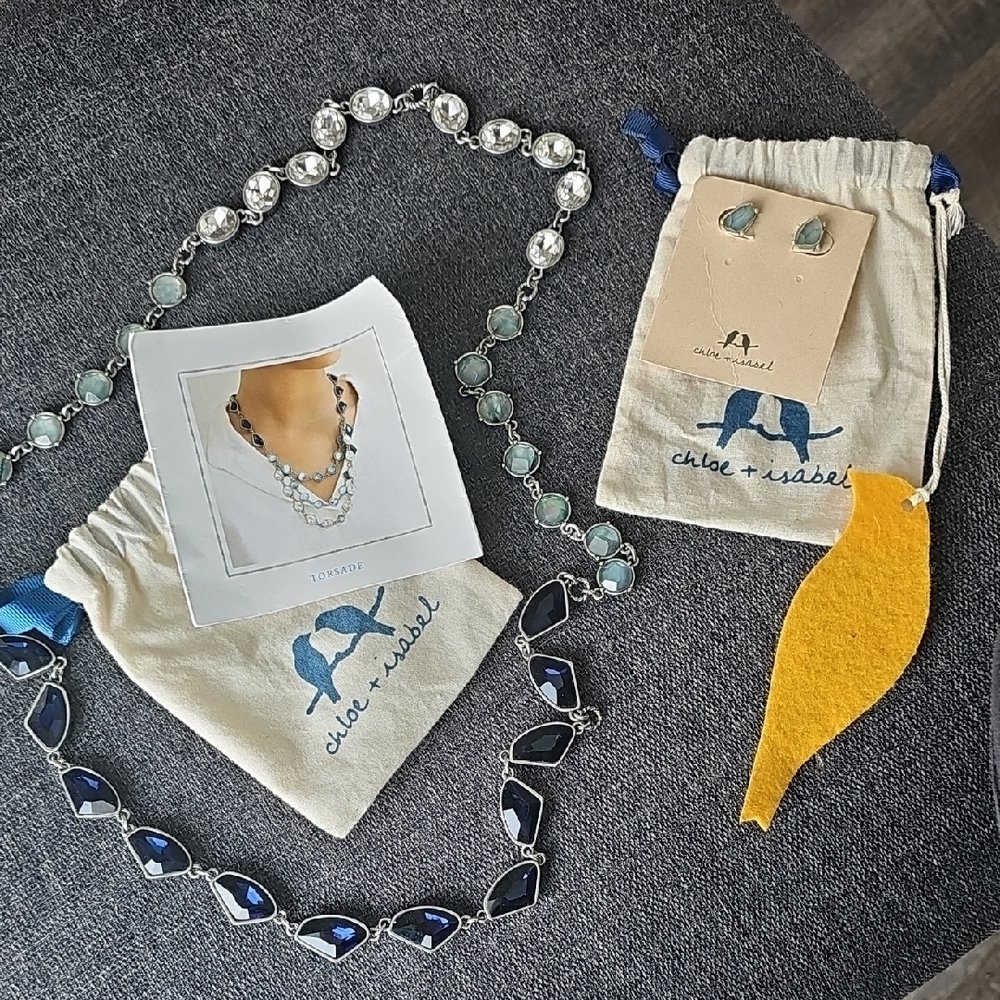 Chloe + Isabel Blue and Silver Necklace Set